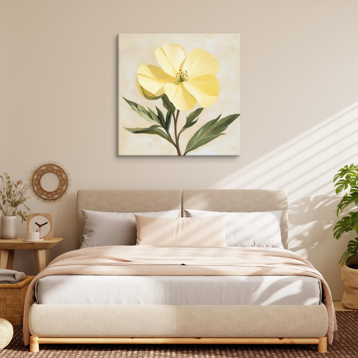 Yellow Evening Primrose Single Wildflower Bloom Botanical Art Poster - Image 2