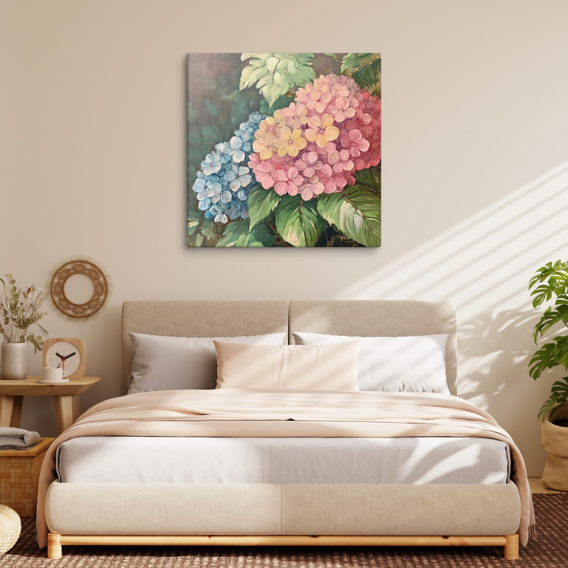 Multicolor Hydrangea Blooms Blue Pink Yellow Painting Print Poster - Image 4