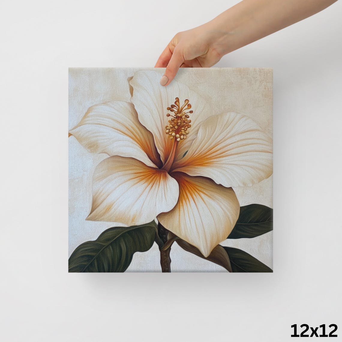 Cream White Hibiscus Flower Neutral Beige Botanical Wall Poster - Image 3