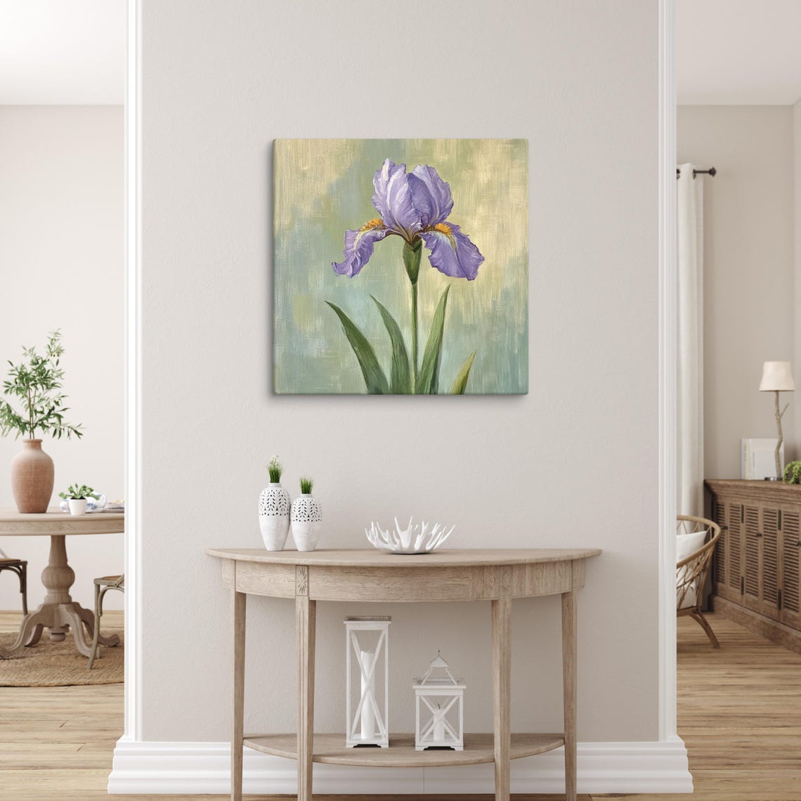 Lavender Purple Bearded Iris Sage Green Background Floral Poster - Image 5