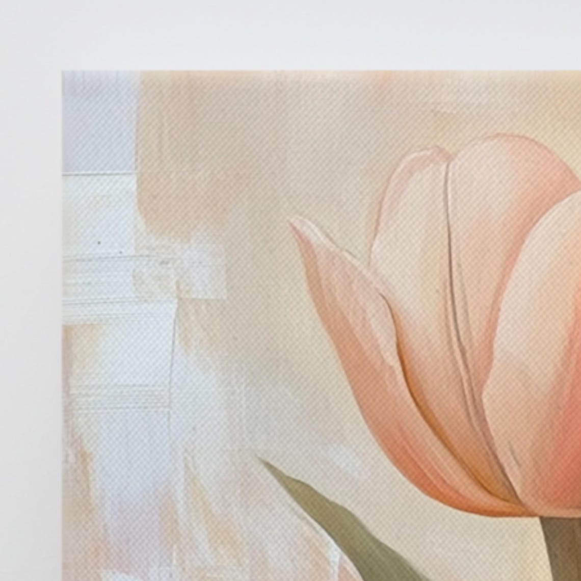 Blush Peach Tulip Single Stem Soft Abstract Floral Art Poster - Image 3