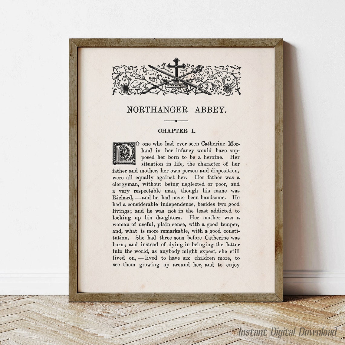 Northanger Abbey Jane Austen Chapter One First Page Literary Art Print