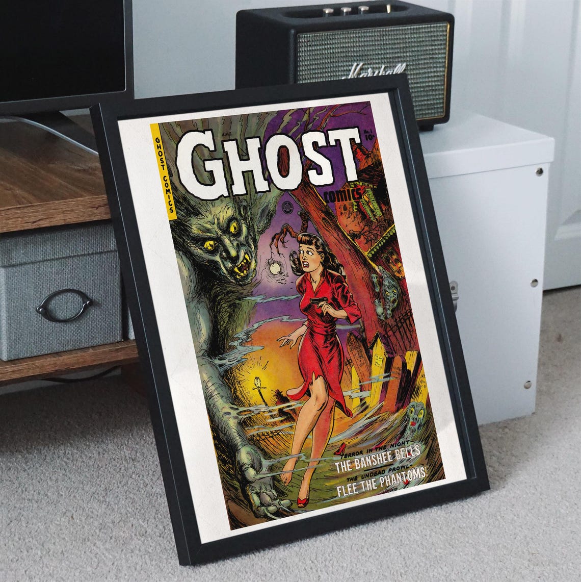 Ghost Comics No 1 Cover 1951 Graveyard Banshee Vintage Horror Poster - Image 3