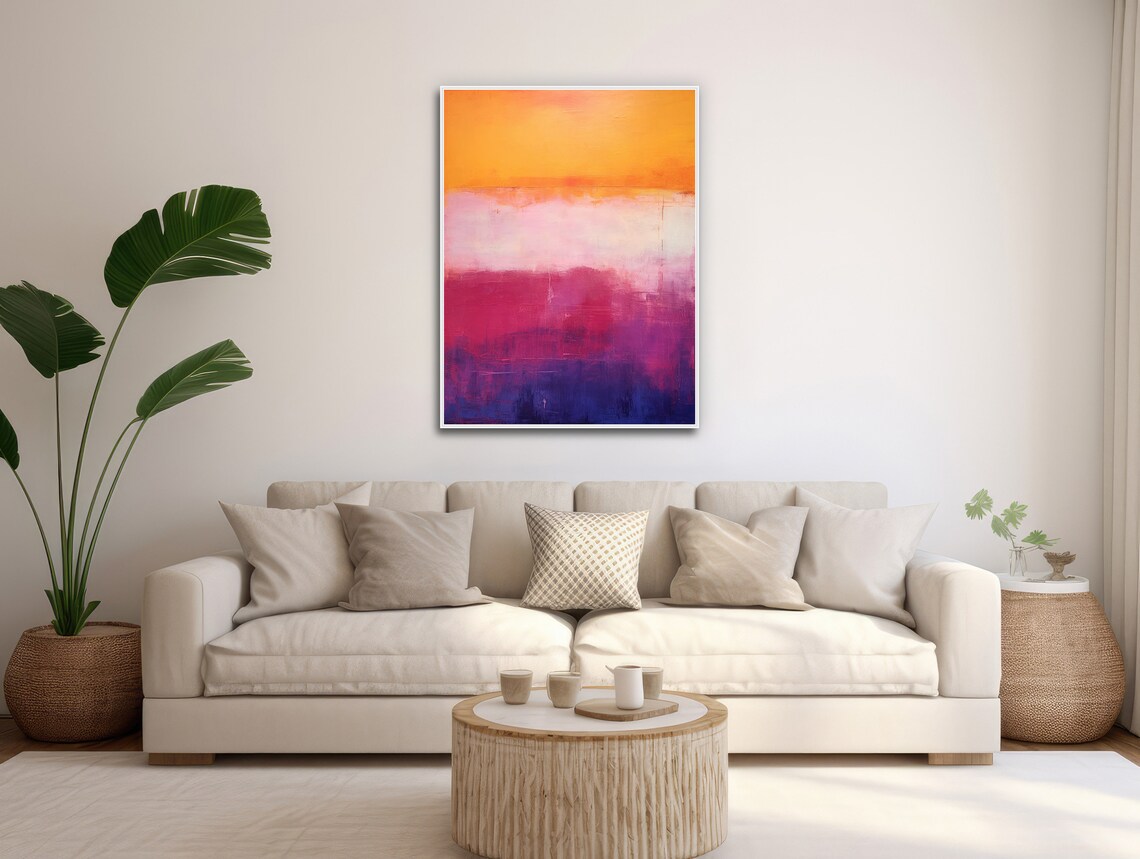 Purple And Orange Geometric Abstract Wall Art Print - Image 3