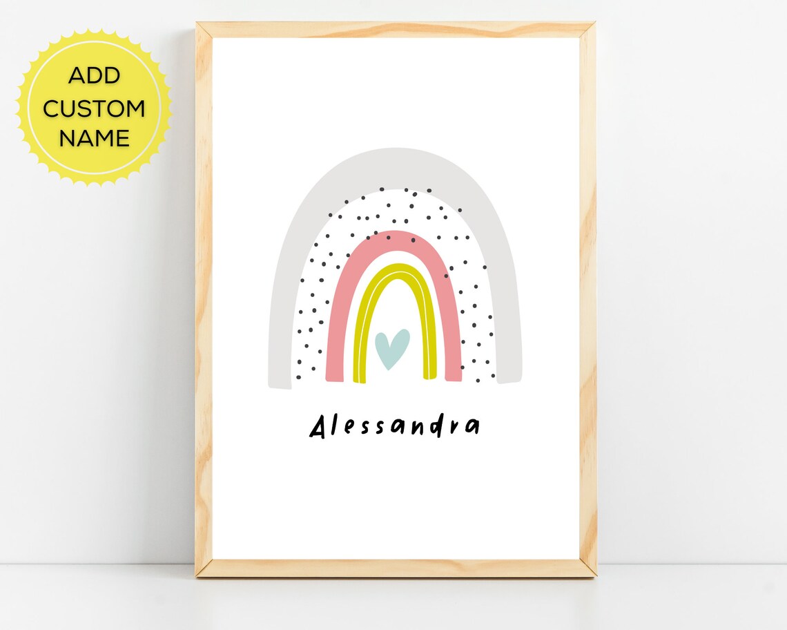 Personalized Rainbow Print Nursery Decor For Baby Girl Nursery Wall Art Rainbow Baby Decor Girls Bedroom Decor Art Print Nursery Prints