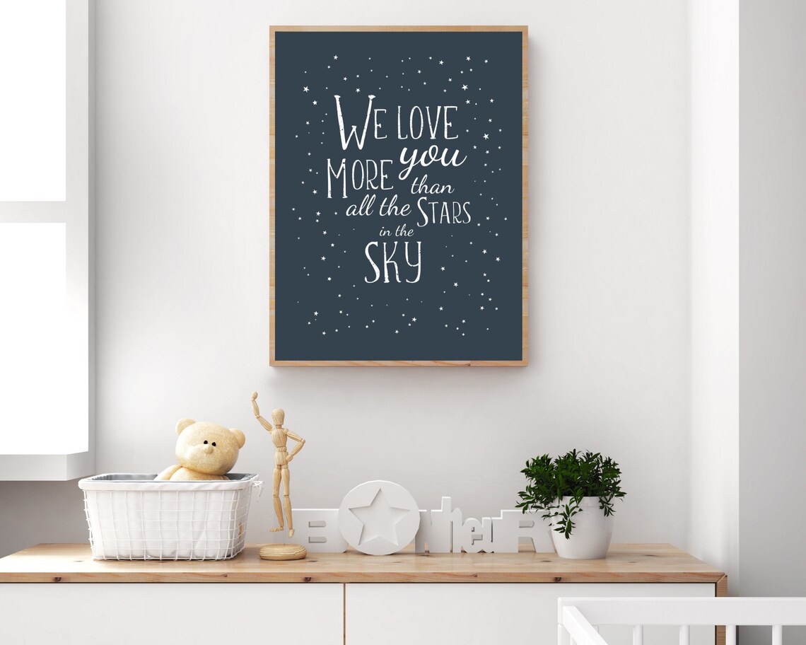 We Love You More Nursery Decor, Monochrome Art Print - Image 4