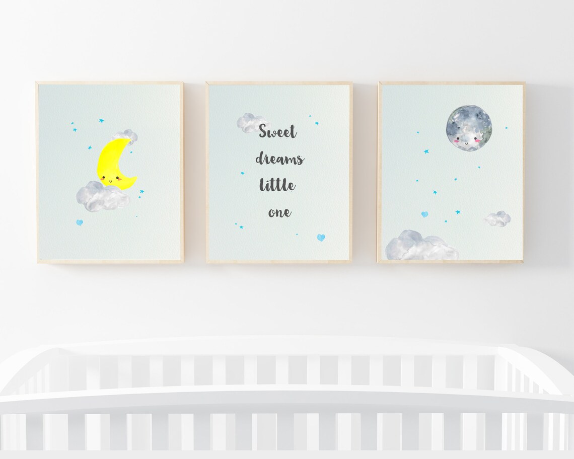 Moon and Stars Nursery Art Print for Boys' Room - Image 2