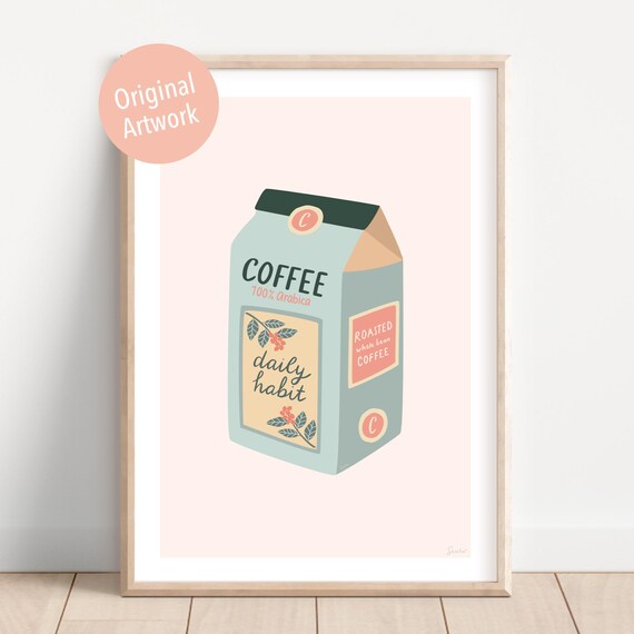 Coffee Art Poster, Coffee Lovers Kitchen Gift