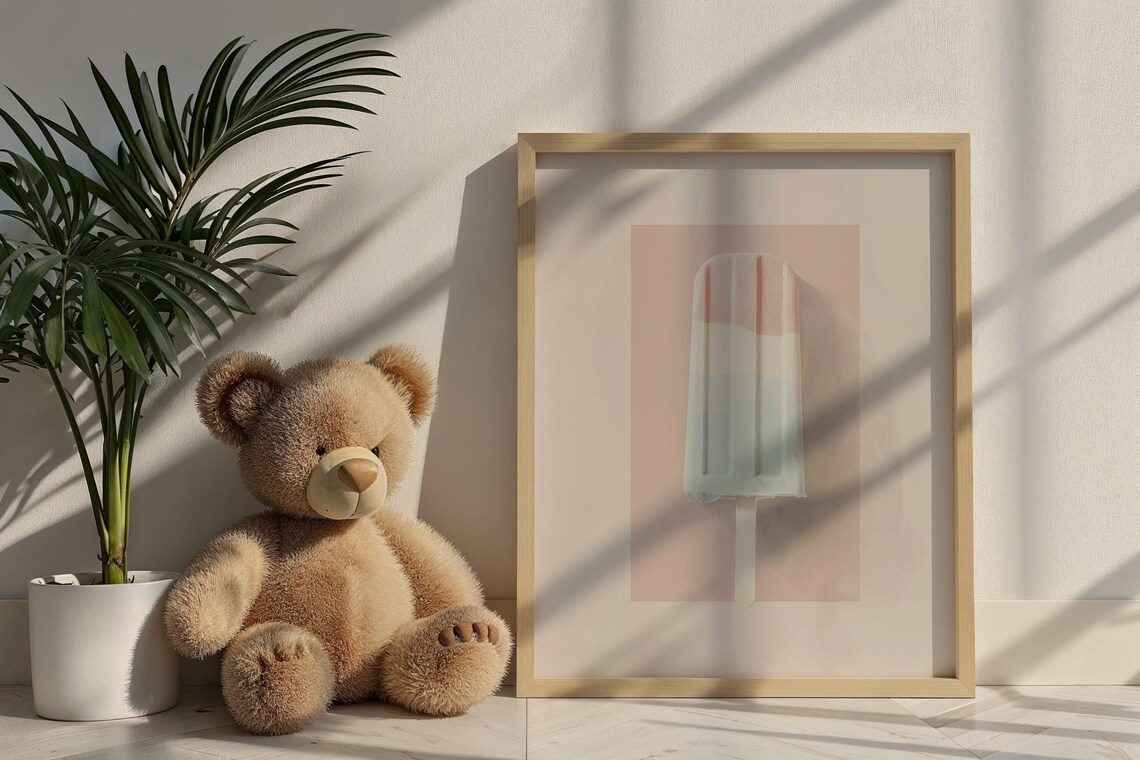 Pastel Striped Popsicle Ice Cream Art Kitchen Nursery Kids Room Poster - Image 6