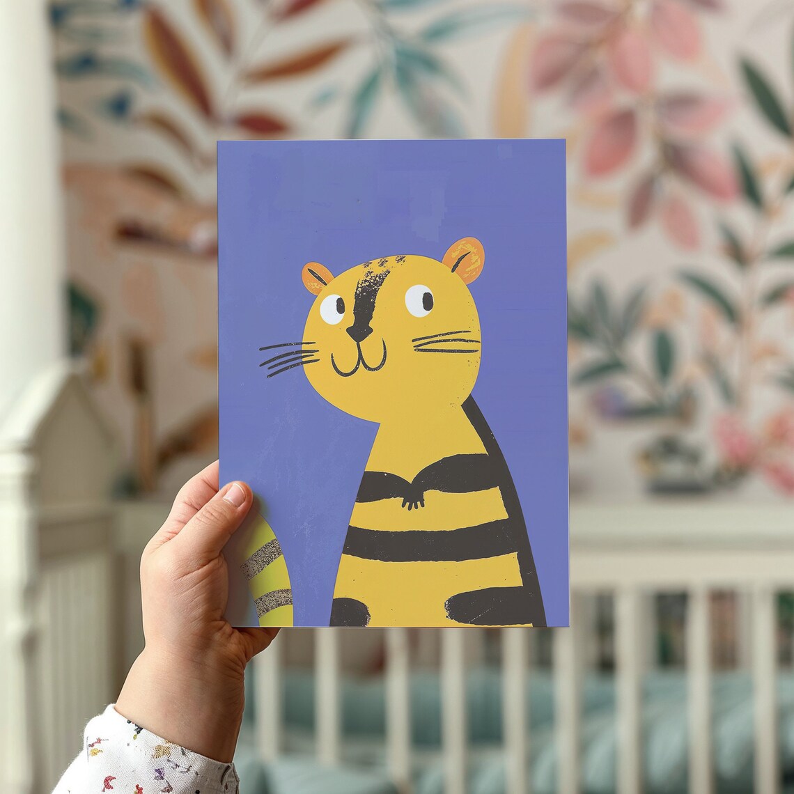 Smiling Orange Tiger Cub Cartoon Nursery Kids Room Animal Poster - Image 2