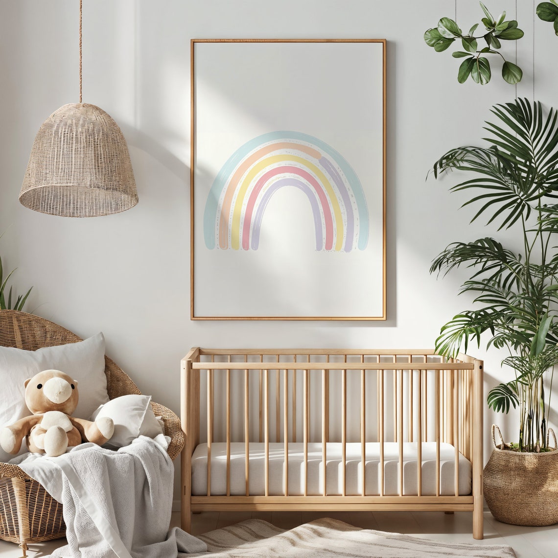 Pastel Rainbow Brushstroke Arch Nursery Kids Room Decor Poster - Image 3