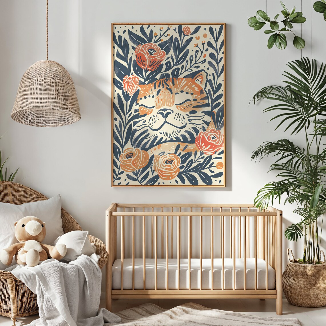 Tiger Cub And Flowers Nursery Art Print, Kids Room - Image 2