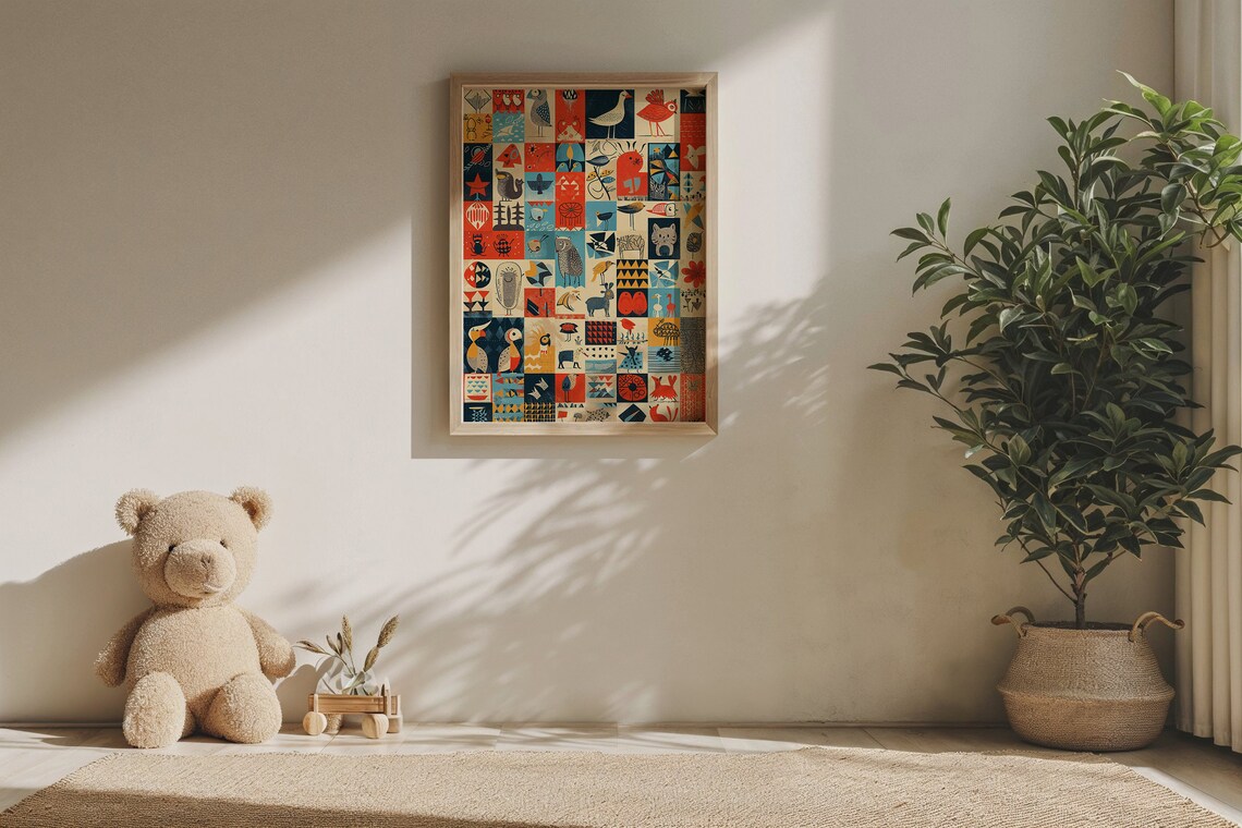 Whimsical Animal Collage Nursery Kids Art Print - Image 6