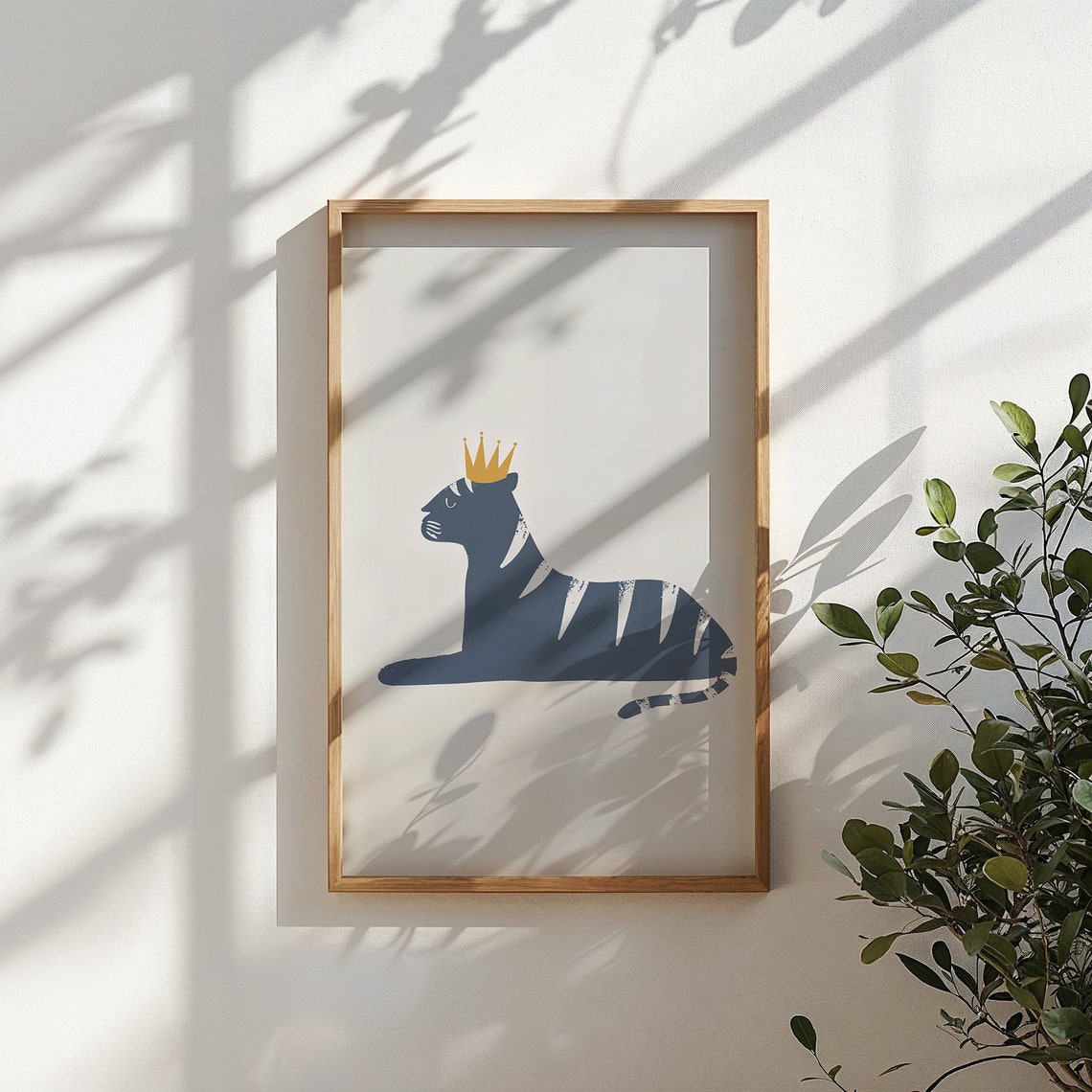 Royal Navy Tiger Gold Crown Lying Down Minimalist Kids Wall Poster - Image 4