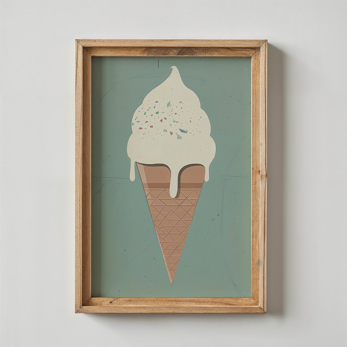 Vintage Vanilla Soft Serve Ice Cream Cone Sprinkles Kids Poster - Image 5