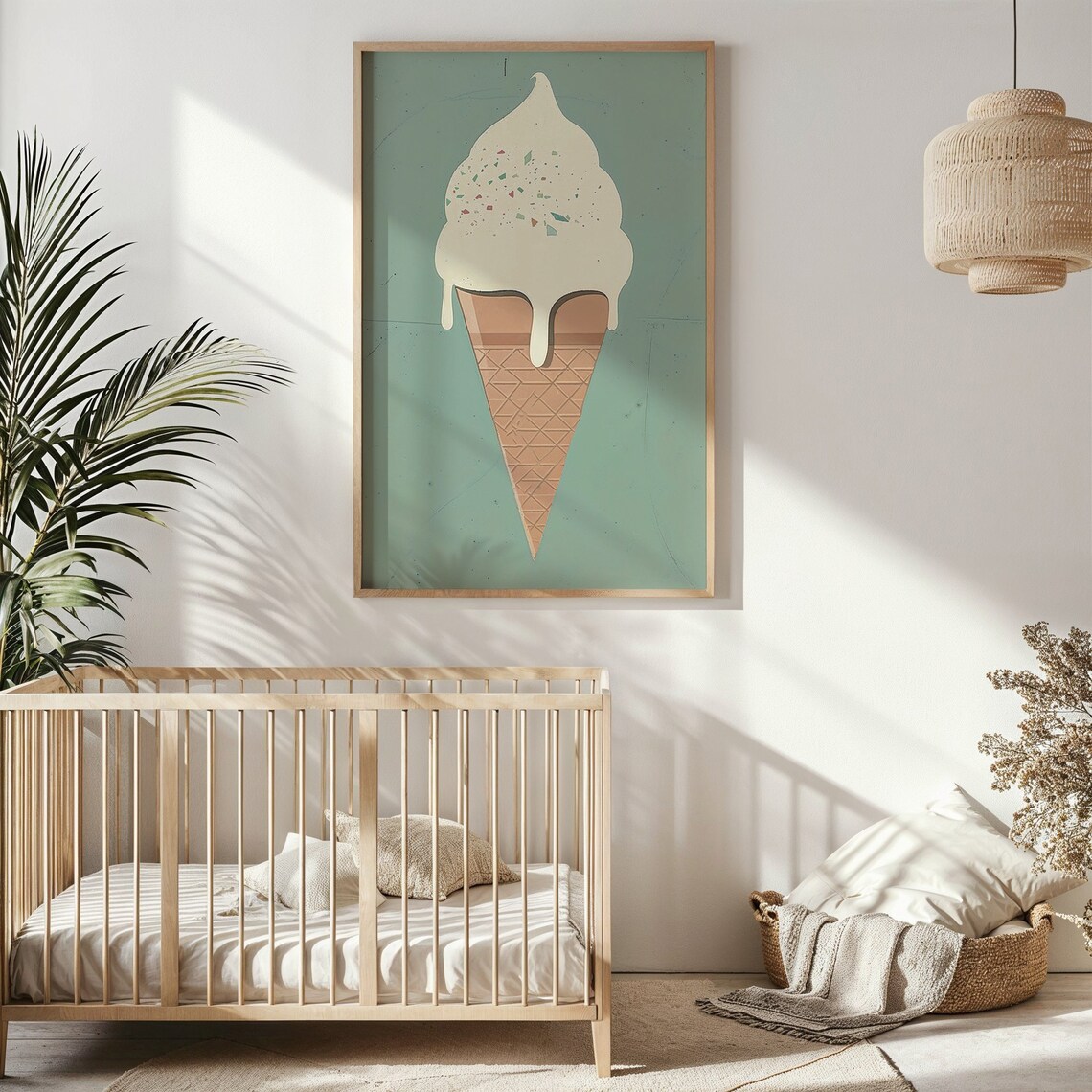 Vintage Vanilla Soft Serve Ice Cream Cone Sprinkles Kids Poster - Image 4