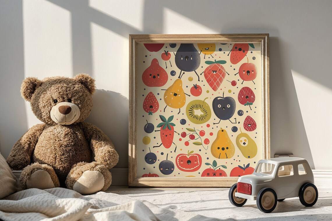 Fruit Characters Nursery Wall Art Playful Kids Posters Decor Whimsical Kitchen Art Instant - Image 4
