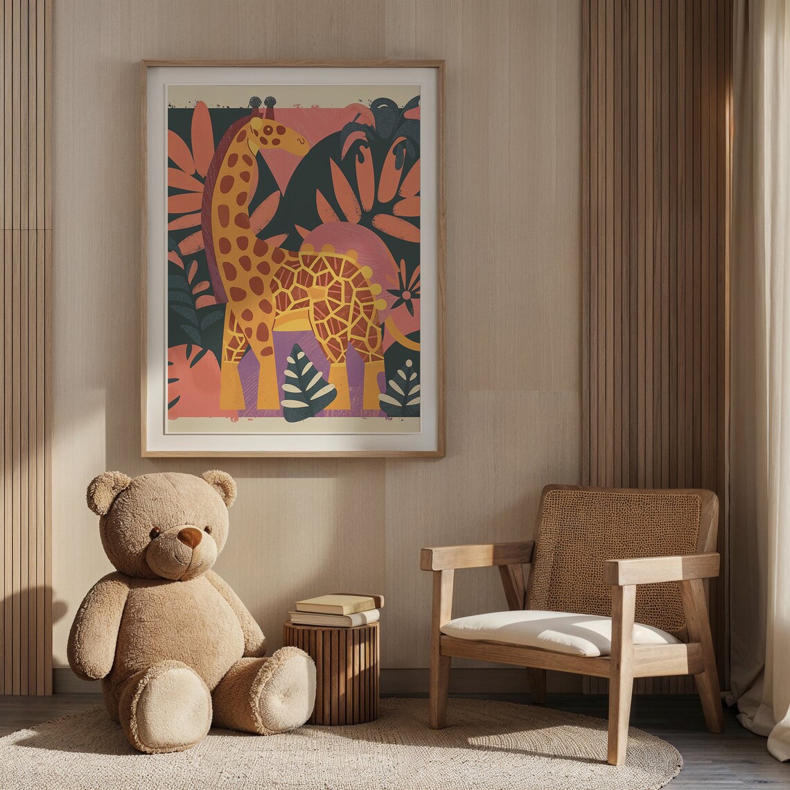 Tall Spotted Giraffe Colorful Abstract Jungle Nursery Poster - Image 5