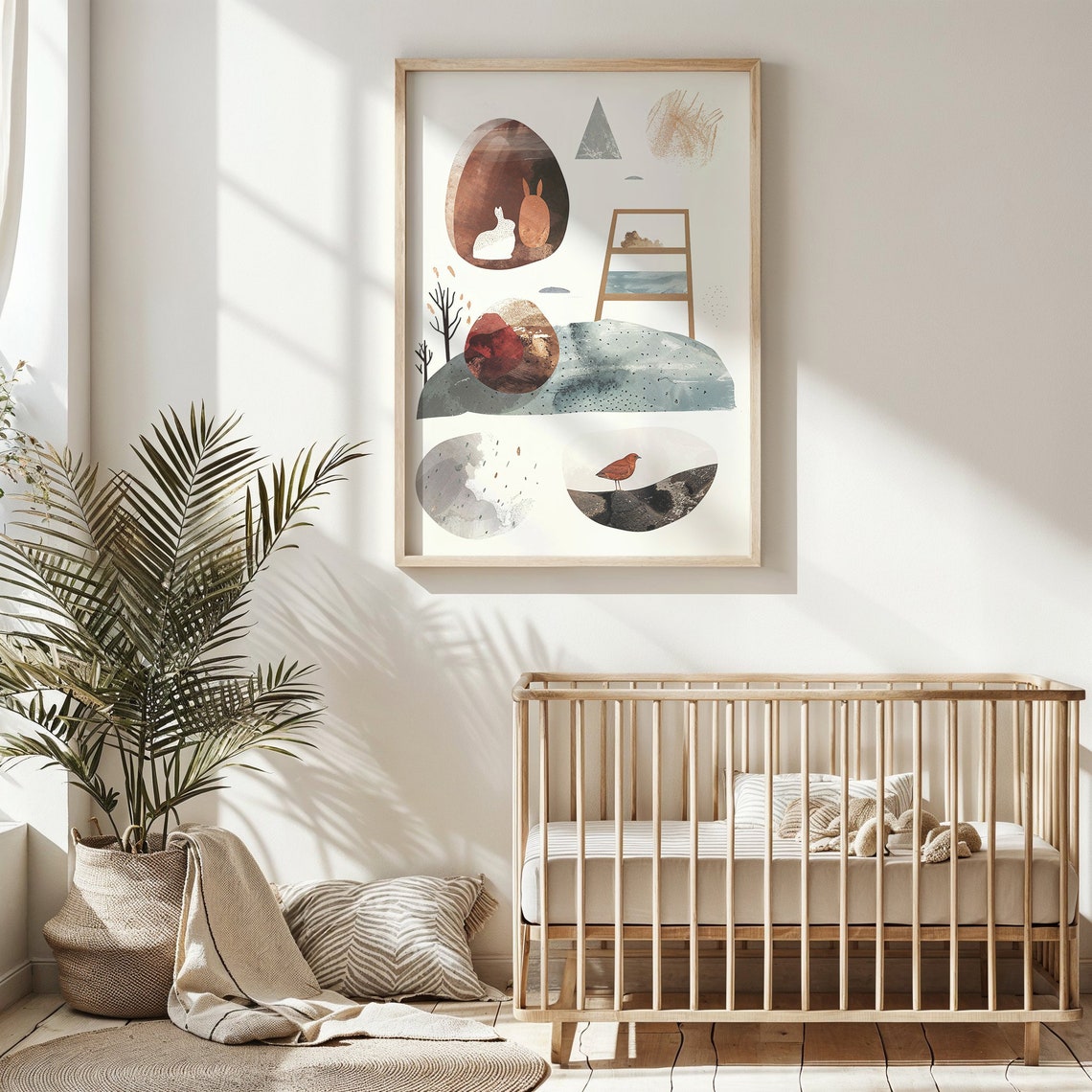 Abstract Bunny Bird Geometric Art Modern Minimalist Neutral Wall Art - Image 5