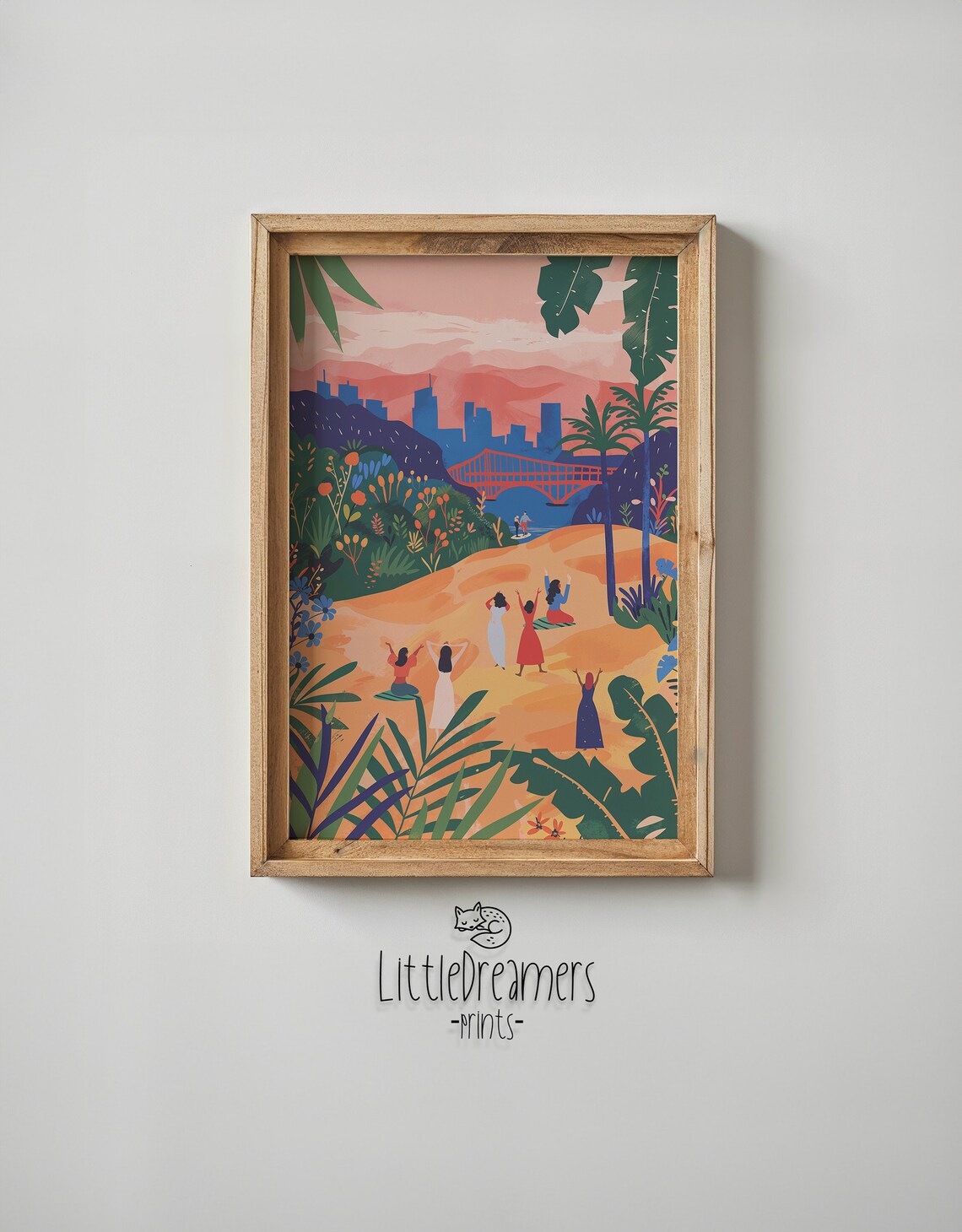 Sunset Cityscape Garden Dance Lush Plants Kids Room Wall Art Poster - Image 4
