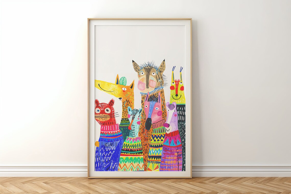 Colorful Animal Friends Safari Nursery Art Print - Image 6