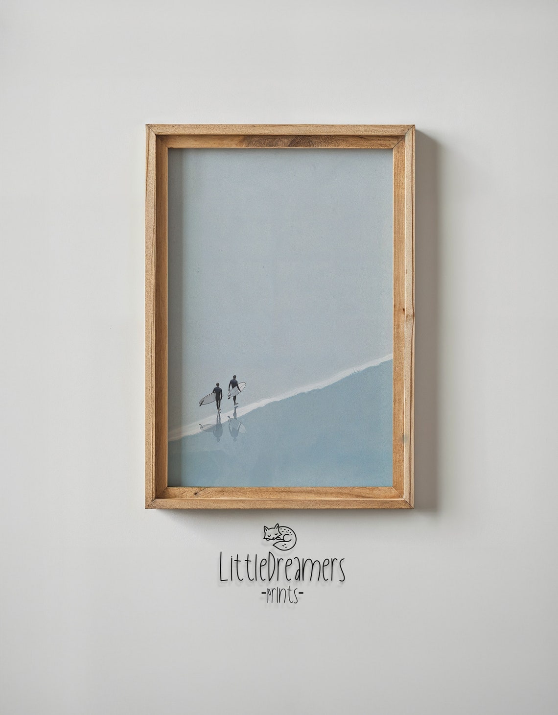 Two Surfers Shoreline Walk Aerial Minimalist Ocean Coastal Poster - Image 5