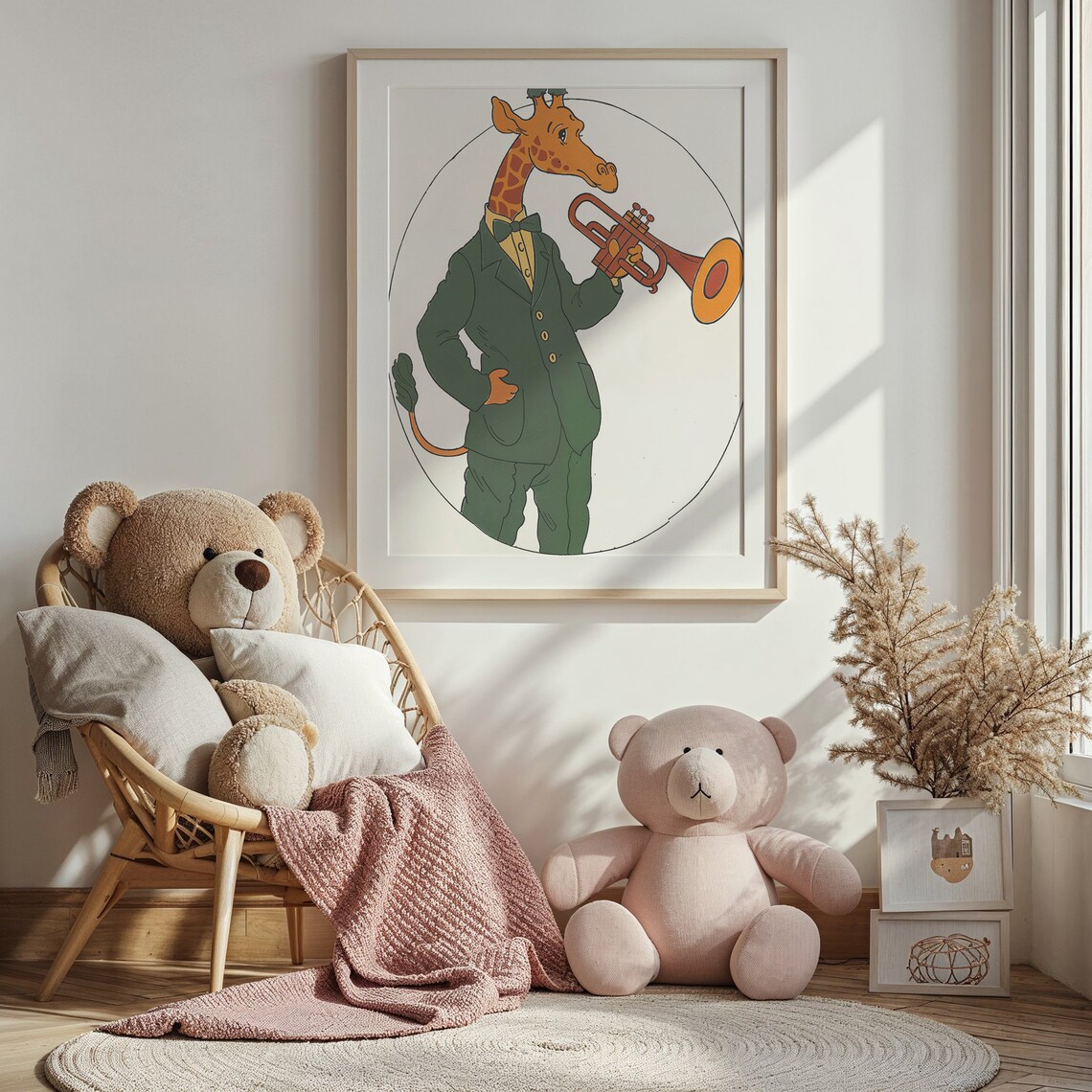 Giraffe Trumpet Player Nursery Music Poster Print - Image 3