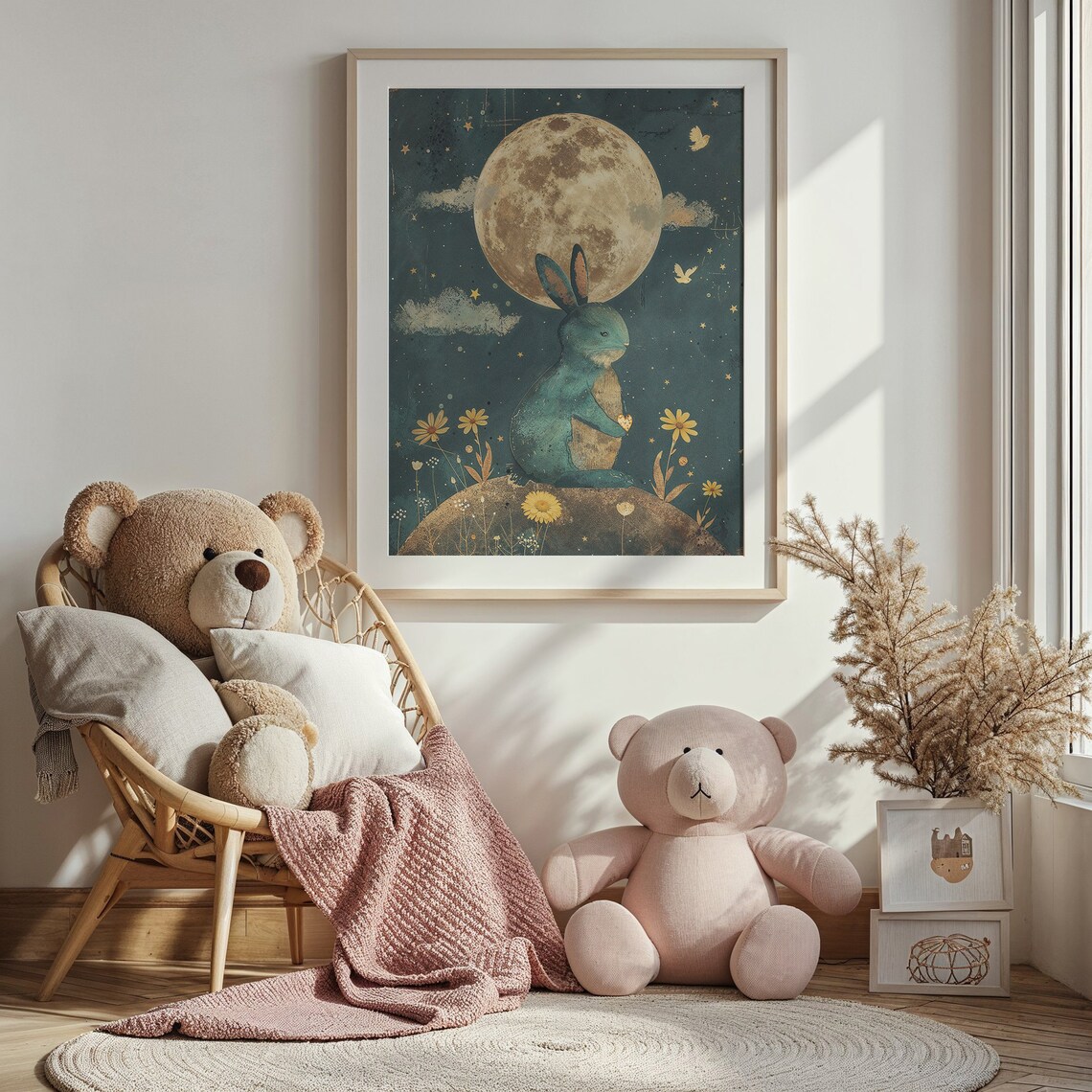 Moonlit Bunny Nursery Art Print, Celestial Rabbit - Image 3