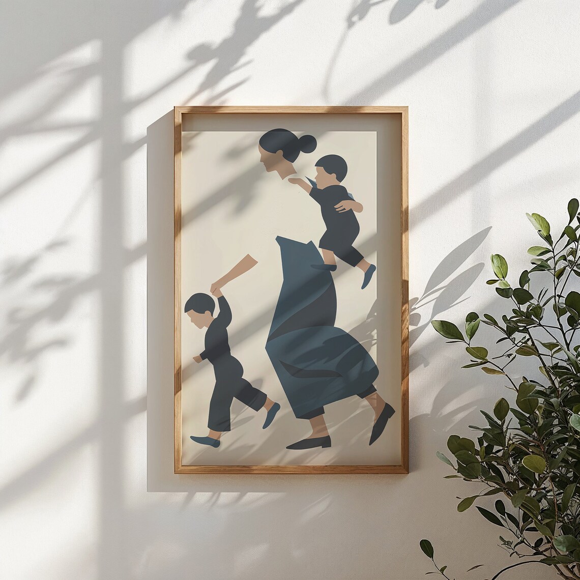Mother Carrying Child Holding Hand Minimalist Motherhood Art Poster - Image 6