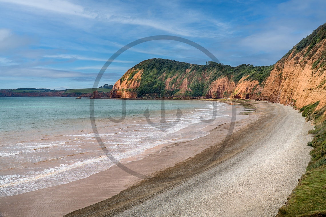 Jacobs Ladder Beach Devon Red Cliffs And Long Shoreline Poster - Image 3