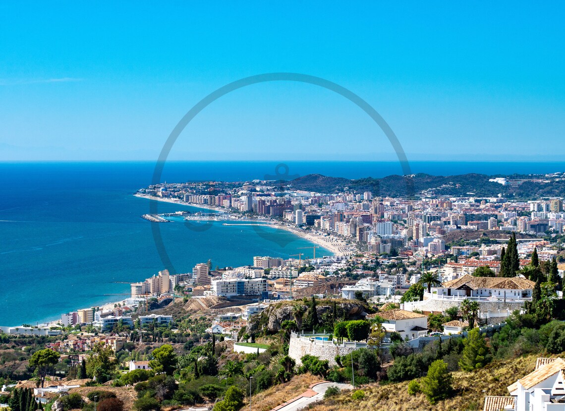 Fuengirola Costa Del Sol Bay And Beach Town Aerial View In Blue Poster - Image 3