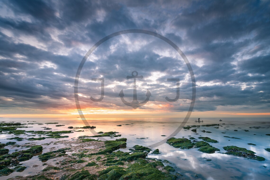 The Naze Beach Walton Essex Sunset Rocky Shore Orange Poster - Image 3