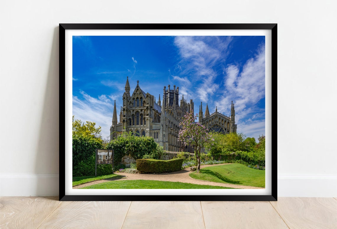 Ely Cathedral Cambridgeshire Gothic Spires In Summer Gardens Poster