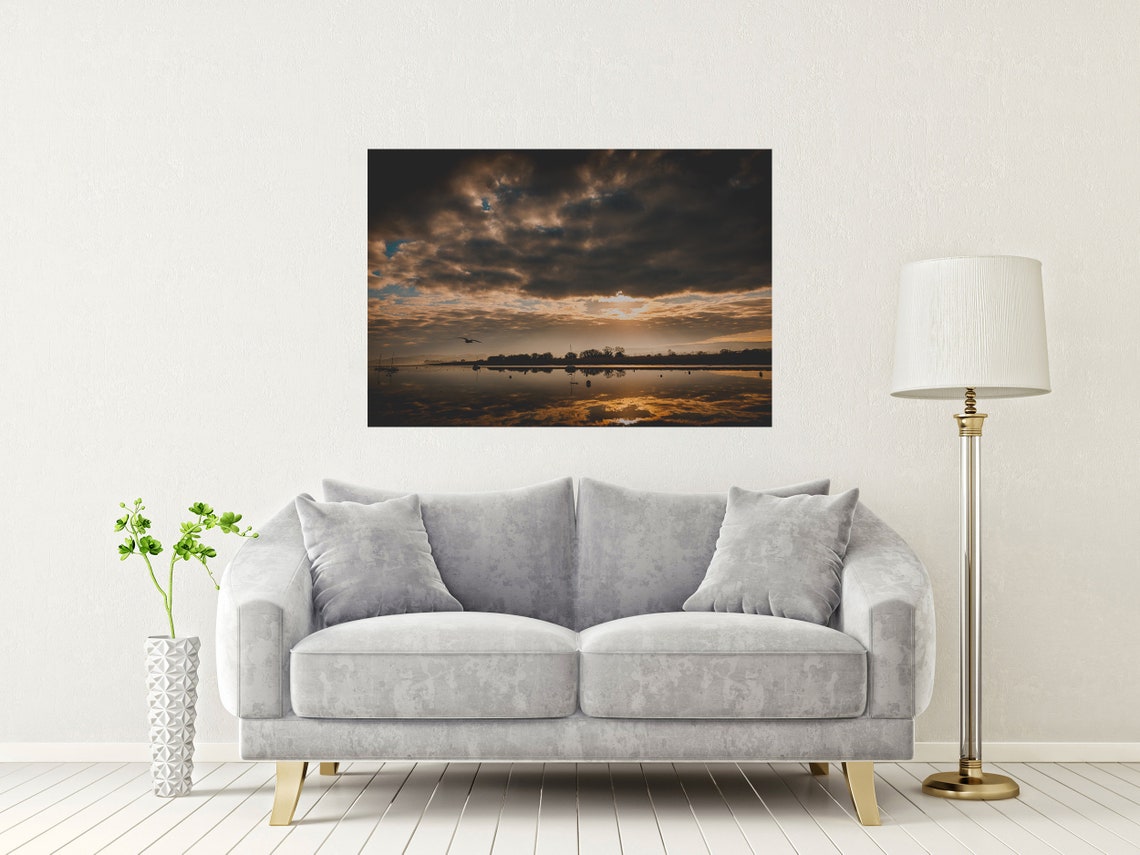 River Exe Devon Sunrise Golden Estuary Reflections Clouds Poster - Image 2