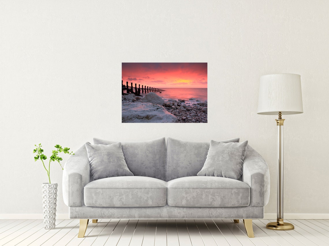 Holywell Bay Near Newquay Cornwall Pink Sunset Beach Landscape Poster - Image 2