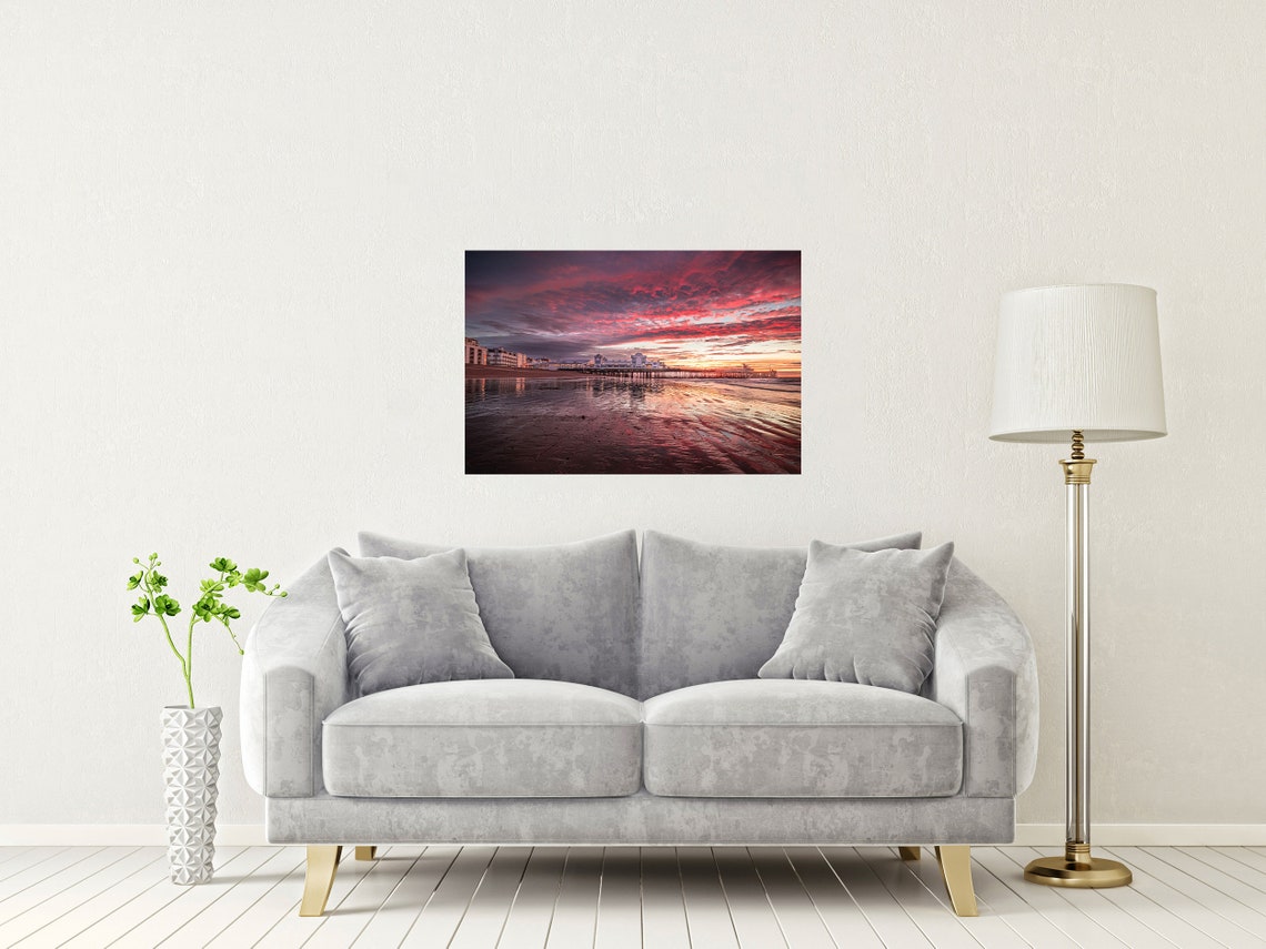 South Parade Pier Southsea Under A Fiery Red Sunrise Sky Poster - Image 2
