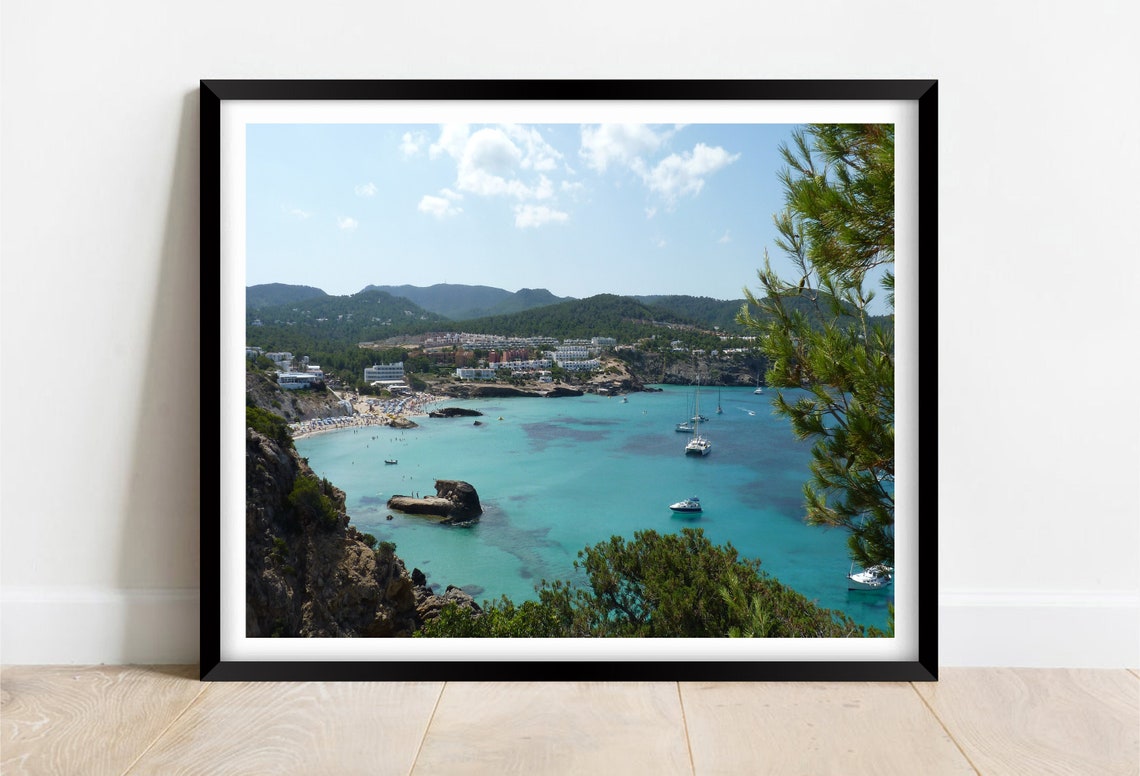 Cala Tarida Ibiza Turquoise Bay Boats Pine Cliffs Mediterranean Poster