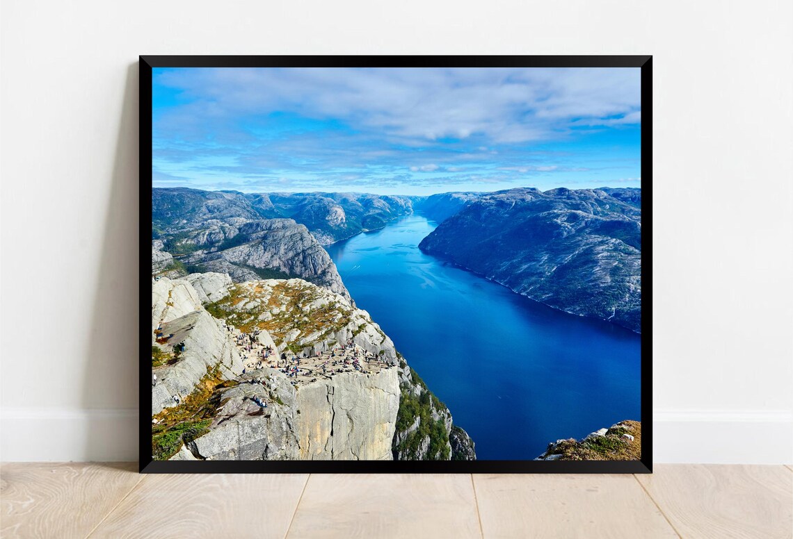 Preikestolen Cliff Over Deep Blue Fjord Norway Adventure Poster - Image 2