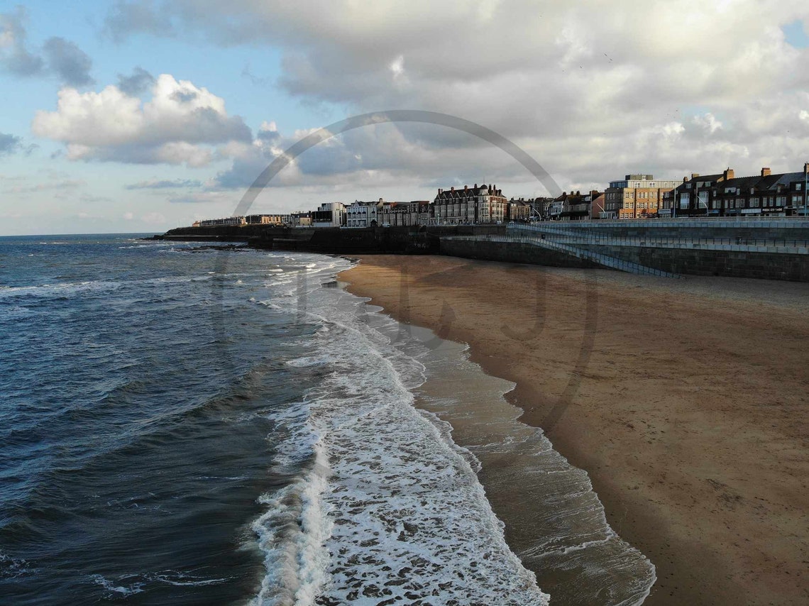 Whitley Bay North Tyneside Beach Waves Rolling Onto Sandy Shore Poster - Image 3