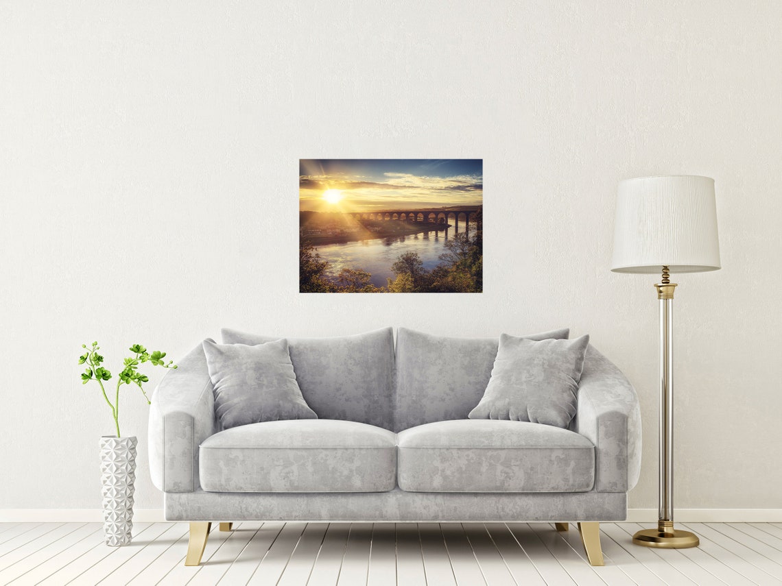 Royal Border Bridge Berwick Upon Tweed Sunset River View Poster - Image 2