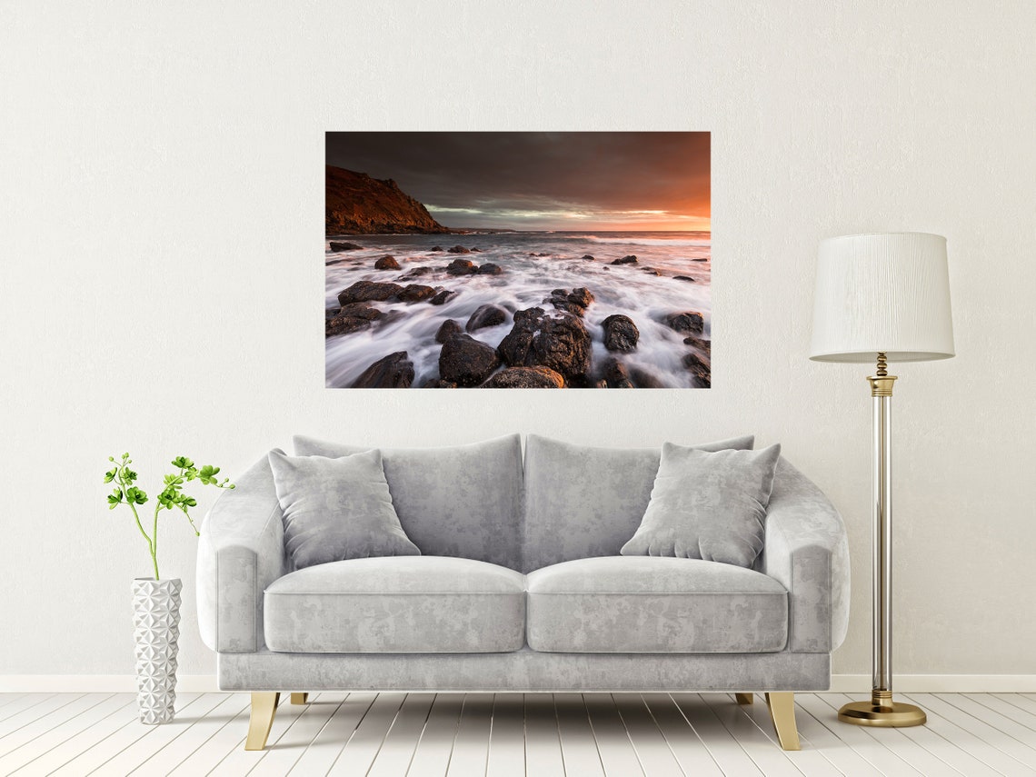Priest Cove Cape Cornwall Penzance Rocky Sunset Shore Waves Poster - Image 2