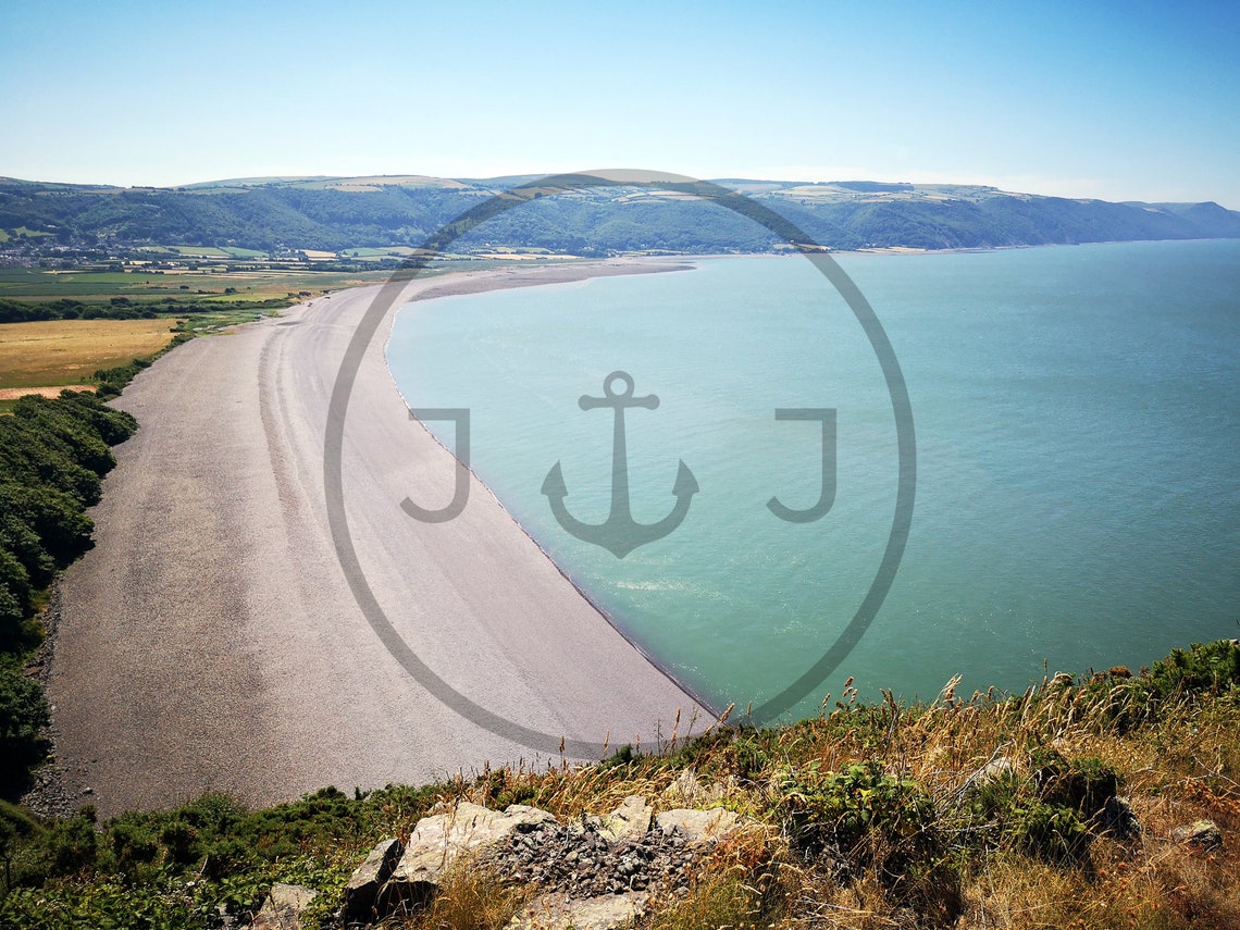 Bossington Beach Porlock Bay Somerset Curved Shingle Shore Print - Image 3