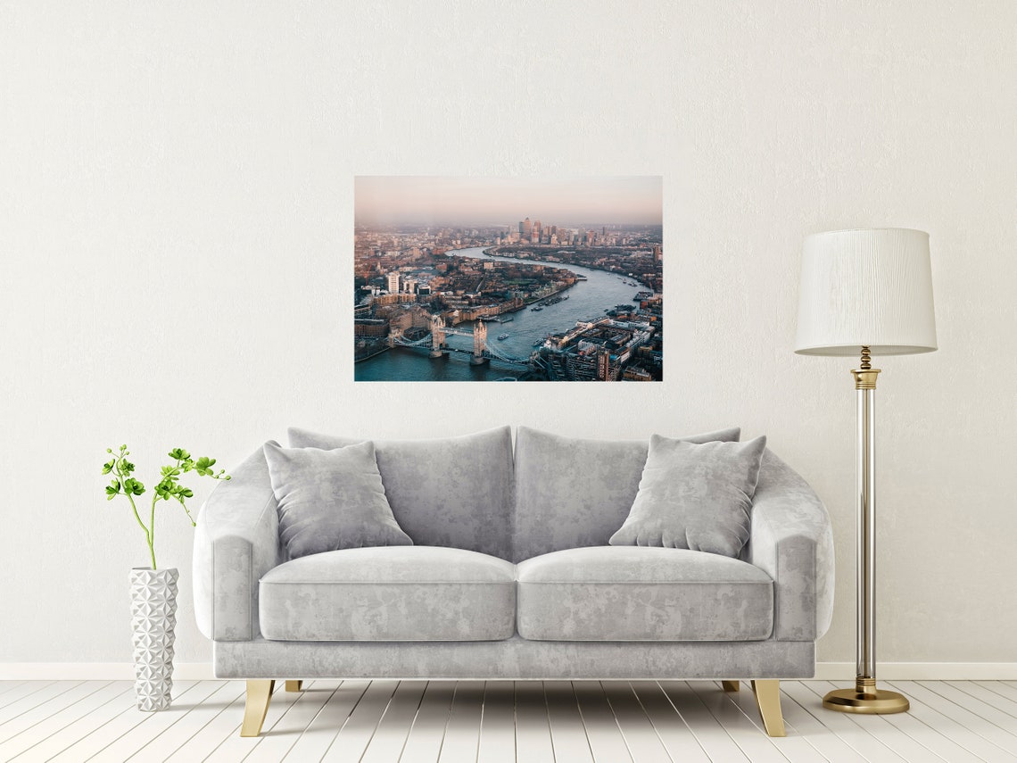 Tower Bridge London River Thames Aerial City Sunset Skyline Poster - Image 2