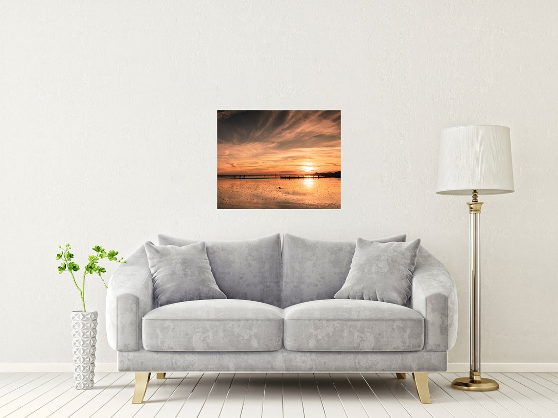 Bracklesham Bay West Sussex Sunset Wet Sand Reflection Poster - Image 2