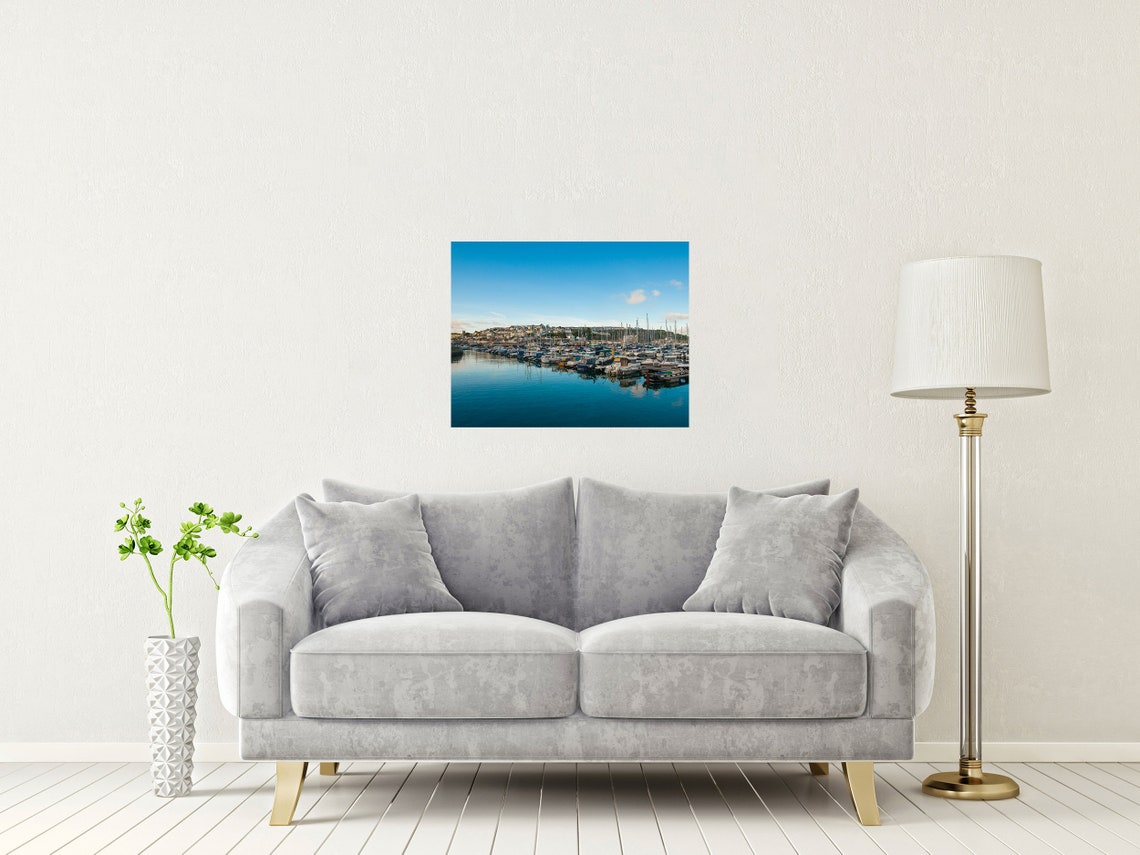 Brixham Devon Harbour Marina Sailboats Hillside Town Summer Art Poster - Image 2