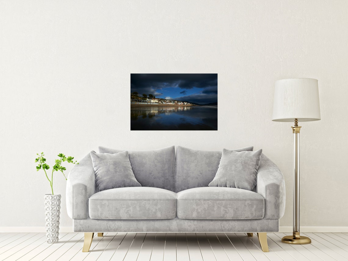 Lyme Regis Dorset Seaside Beach Town Stormy Reflections Poster - Image 2