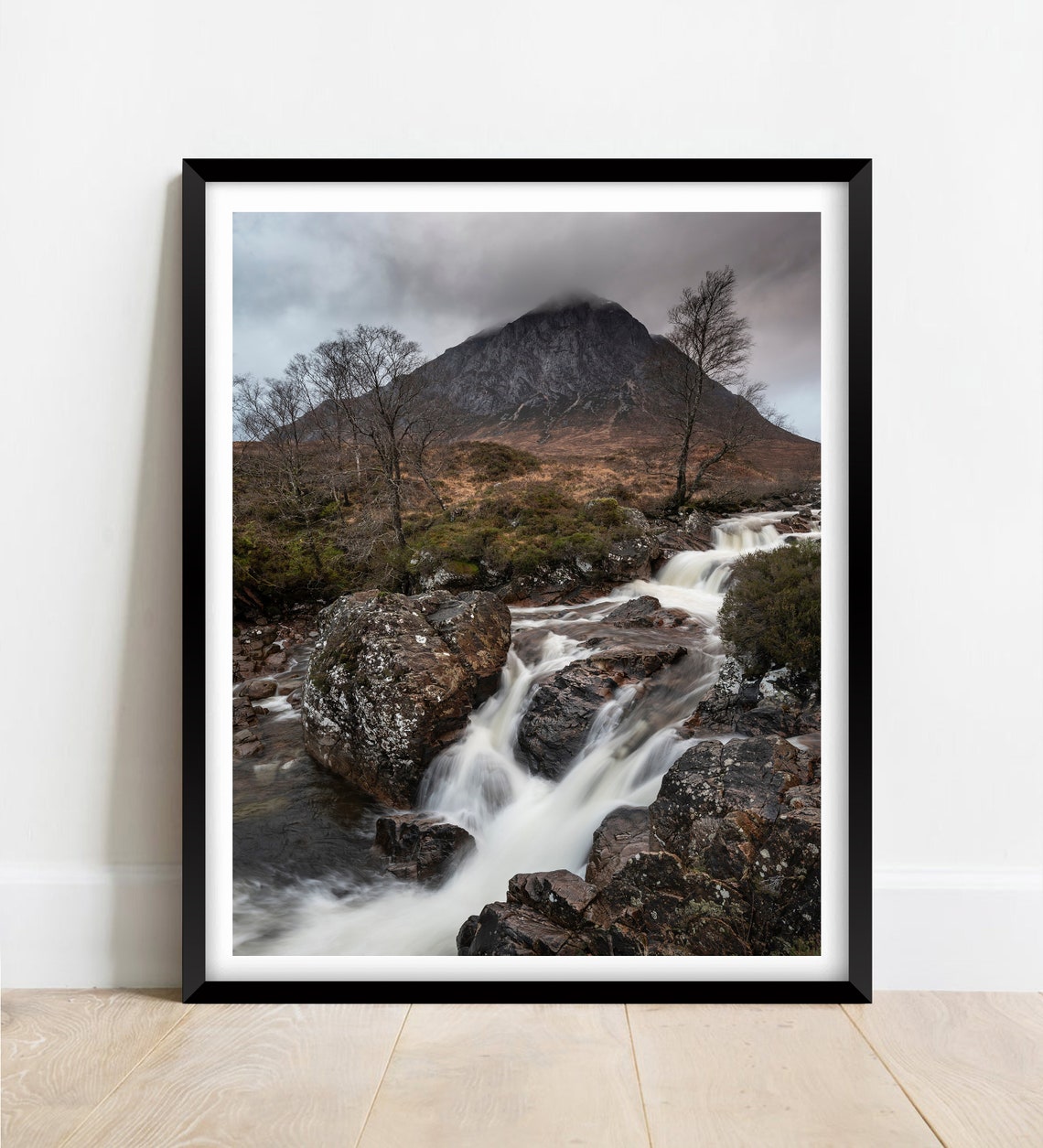 Buachaille Etive Mor Glencoe Stream Waterfall And Munro Peaks Poster