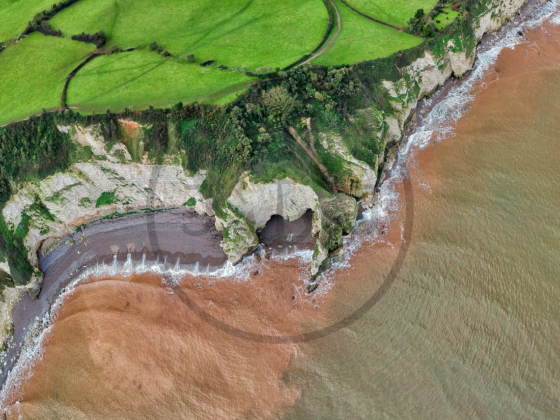 Beer Devon From Above Aerial View Of Cliffs And Farmland Poster - Image 3