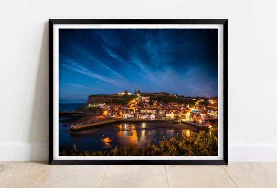Whitby In Yorkshire After Dusk Travel Poster