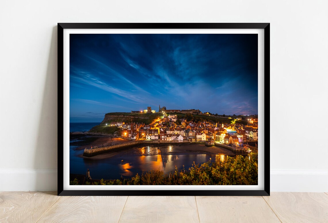Whitby In Yorkshire After Dusk Travel Poster